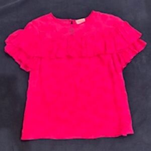 Worn ONCE!  Kate Spade Pink Floral Clip Silk Blend Chiffon Ruffle Top, Medium